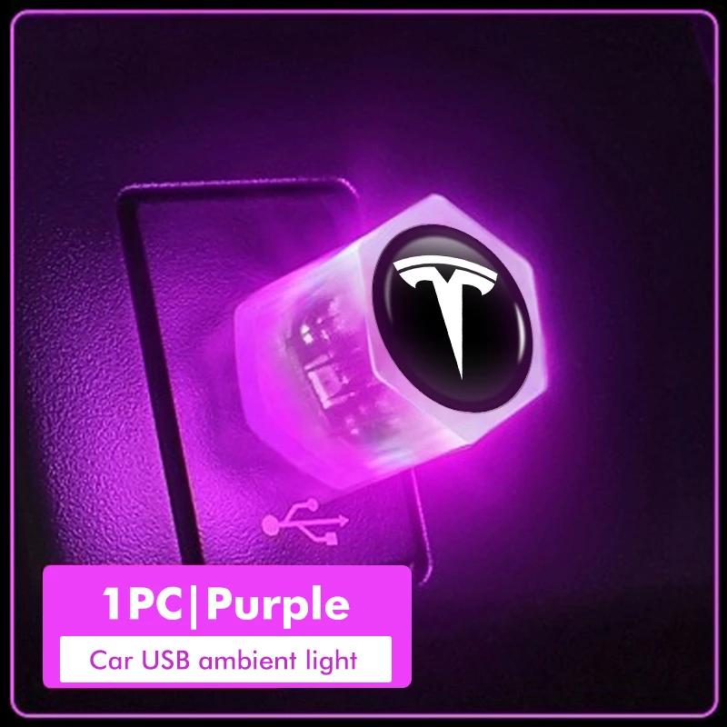 Car Sticker Tesla For Tesla Car Mini USB LED Ambient Light Decorative Atmosphere Lamps Model 3 Y S X Roadster