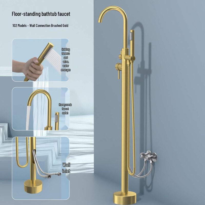 Taijufu 102 Dual-Function Brushed Gold Bathtub Faucet