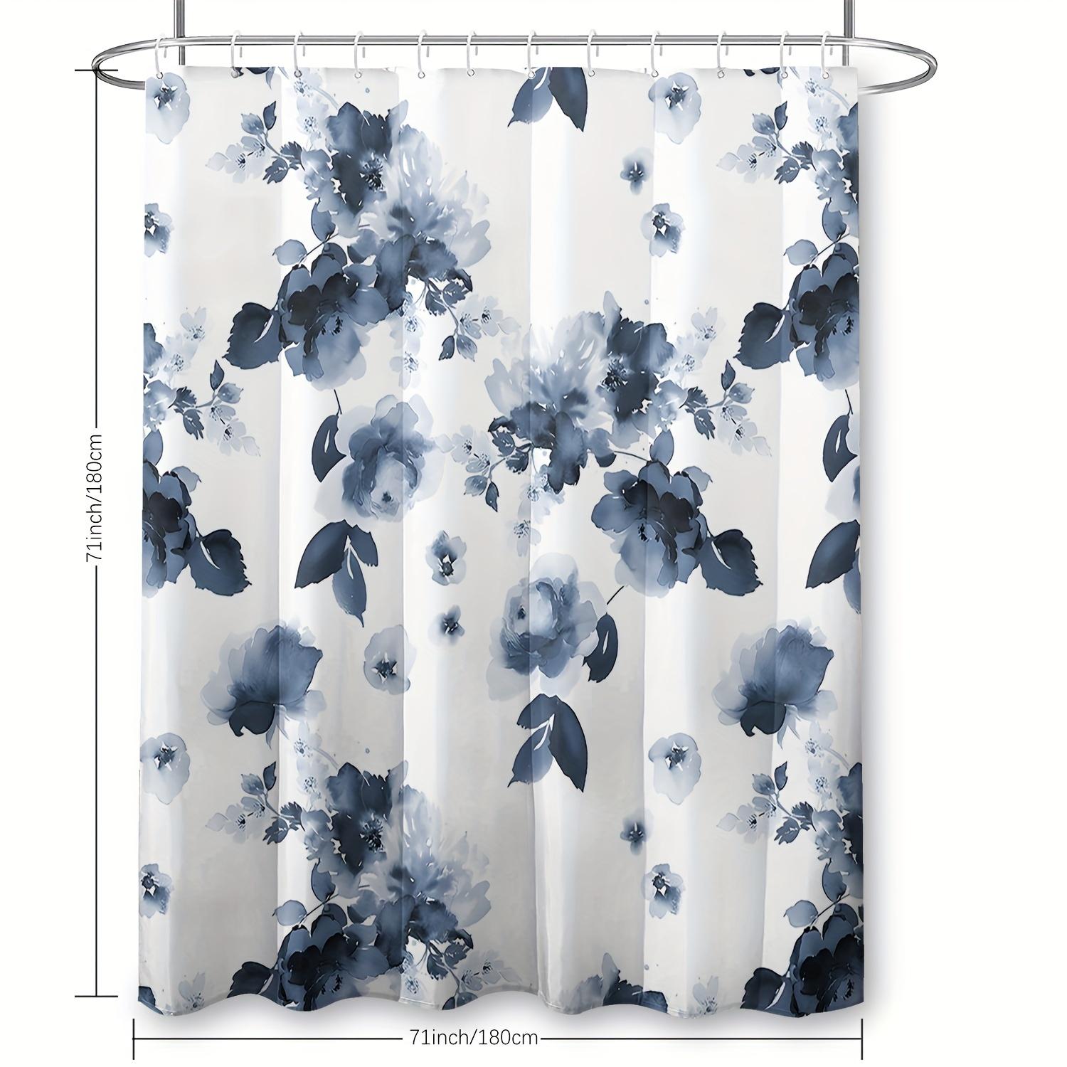 

1 Piece Waterproof Floral Shower Curtain Set With Hooks - Machine Washable Polyester Fabric For Bathroom Decoration W60H190(CM)-1 Pcs
