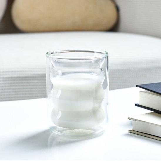 Double Wall Glass Cup Colored Spiral Milk Creative Drinkware Home Coffee Office Juice Coffee Teacup Drinking Water SMugs for Daily Use
