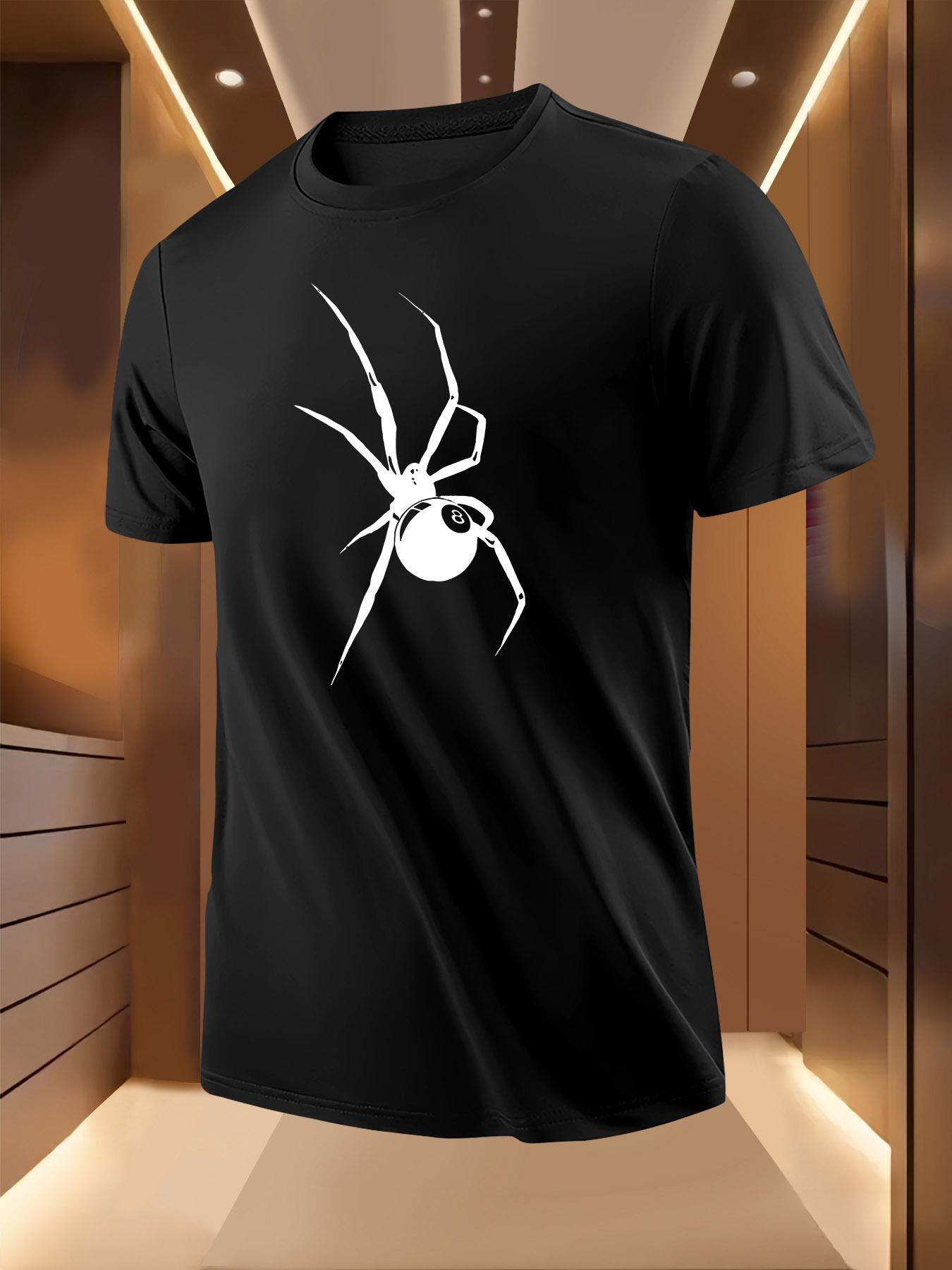 Summer Tshirt with Bold Black Spider Print XXXL