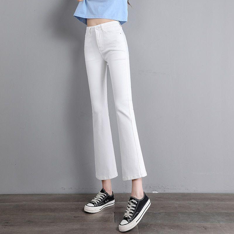 Autumn Winter New Small Code High Waist Weila Jeans Women Solid Color Washing Elastic Comfortable Casual High Street Denim Pants