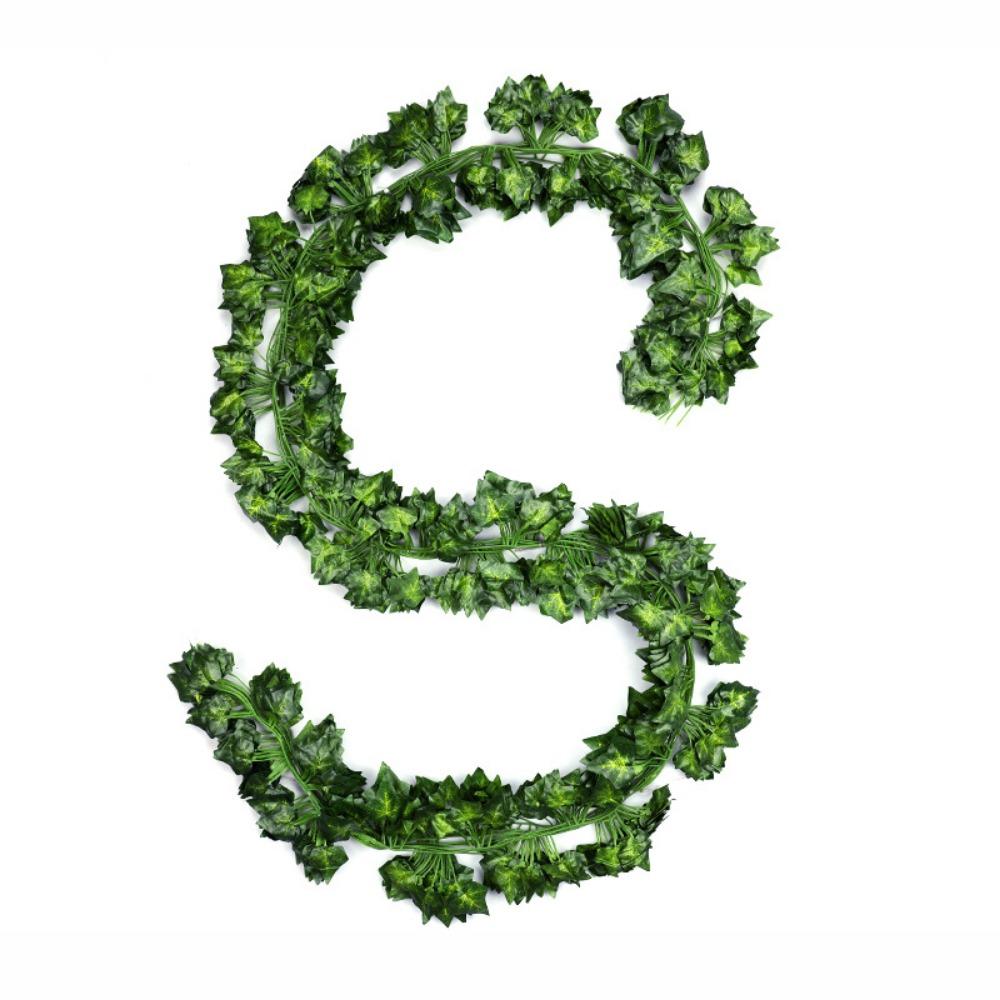 12PCS Green Artificial Ivy Vine Plant Wall Hanging Garland Artificial Plant Vine  Home Decoration 80Leaves-B