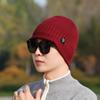 Winter Knitted Hat Men Warm Coldproof Wool Hat Cycling Fleece Thick Cotton Hat