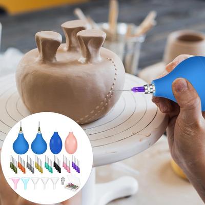 59/62/102Pcs Pottery Tools with Slip Trailer Bottle Assorted Fine Tip Needle Replacement Filling Funnel Connector Precision Applicator Glaze