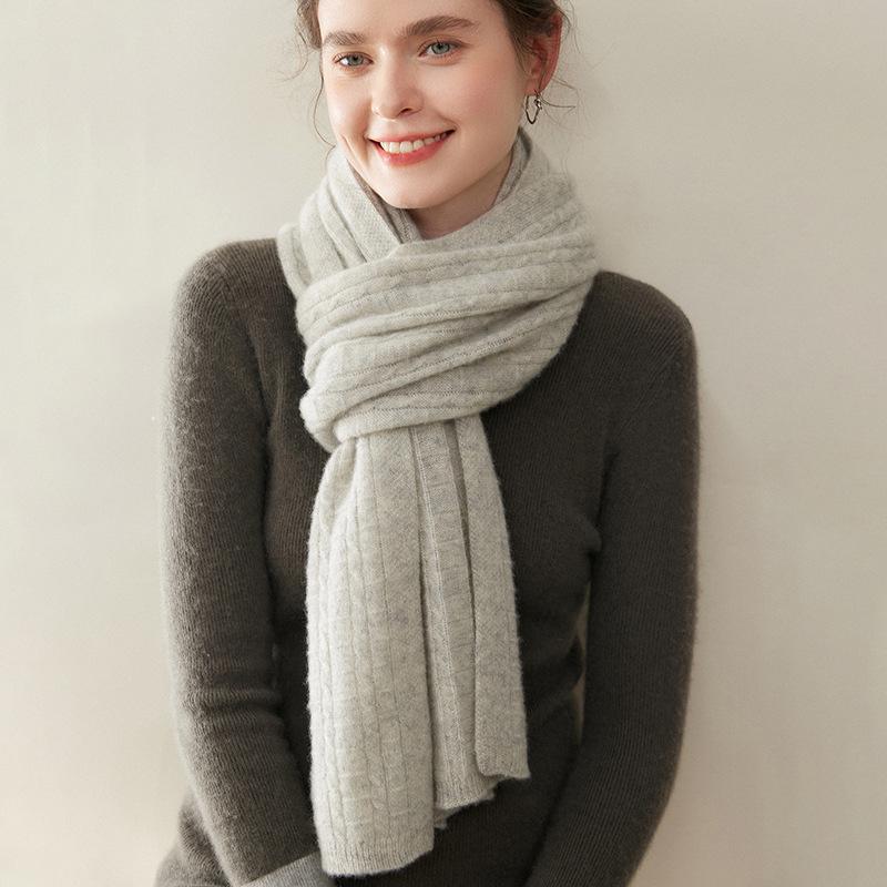 100% Pure Cashmere Women's Scarf - Fashionable, Warm, Comfortable, Solid Color Knit for Autumn/Winter