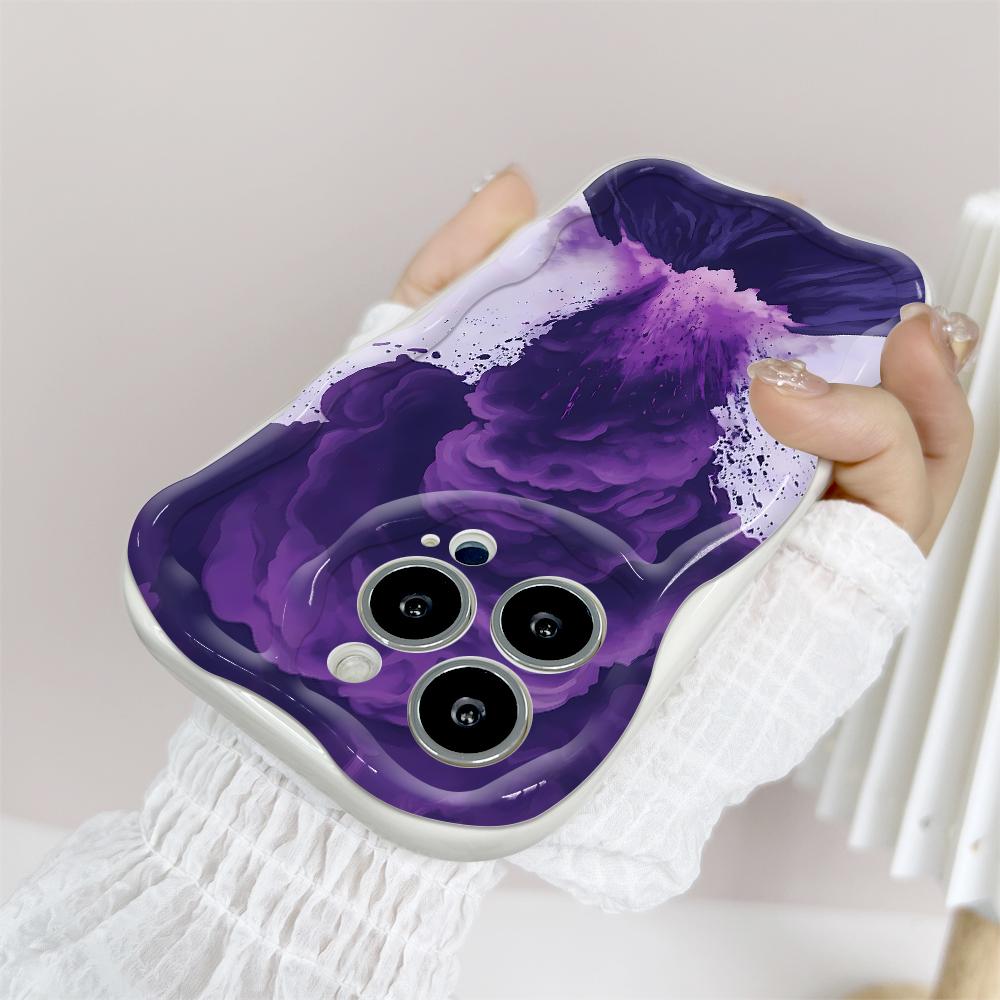 Cartoon Pattern Cream Texture Casing Wavy Edge Soft Silicone Cover Phone Case for IPhone Samsung Huawei Honor Xiaomi Redmi Infinix Tecno