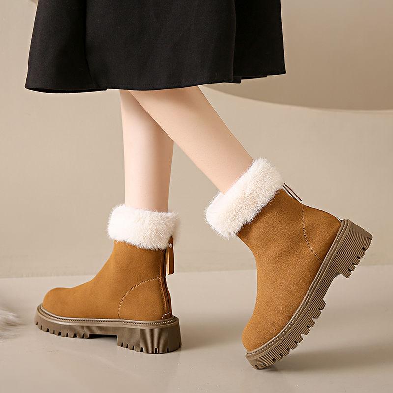 Large Size Warm Ladies Shoes Round Toe Platform Winter Women's Snow Boots on Offer Furry Footwear Comfortable and Elegant Ankle