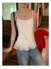 Pure Desire Cotton Lace Ruffle Camisole: Women's White Tank Top for Spring/Summer - Spicy Girl Style