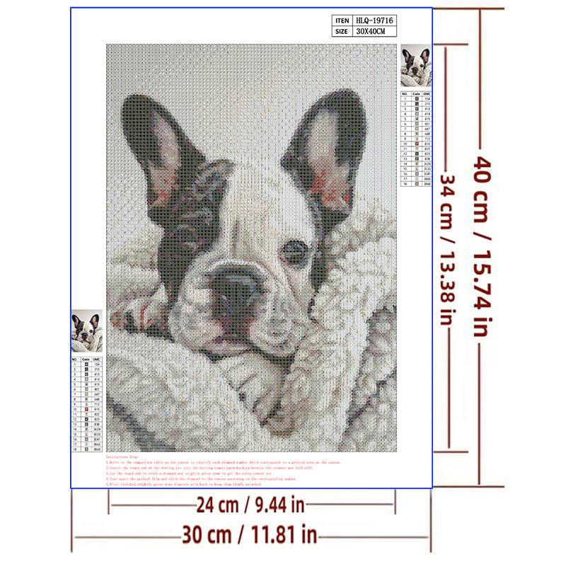 5d DIY Diamond Painting Cross Stitch Cute Animals Pet Bulldog Diamond Embroidery Mosaic Full Round Drill Home Decor Crafts