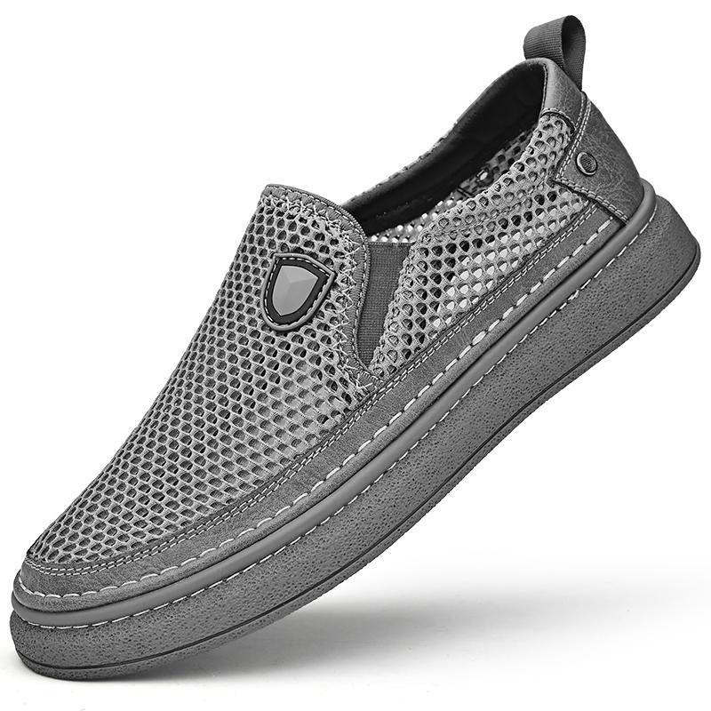 

38-44 Летняя мужская обувь больших размеров ручной работы дышащая модная повседневная обувь кеды мужские слипоны 44 серый