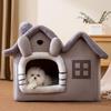 Double Roof Indoor Dog House Removable Cushion Washable Cover Cave Dog House for Small Dogs