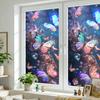 Fenster-Sichtschutzfolie Buntglas Blume Schmetterling Dekorativer Fenstaufkleber Hitzekontrolle Klebefrei Statisch Haftend für Zuhause Badezimmer Küche