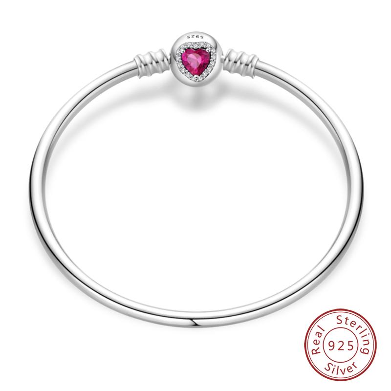 Original 925 Silver Heart Star Moon Snowflake Butterfly Bracelets 17 20CM For Women DIY Charms Jewelry Gifts