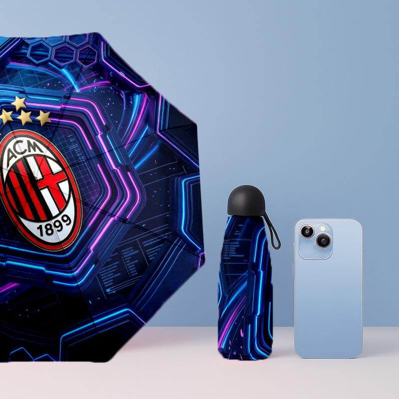 AC Milan Pattern Printed Mini 5 Folds 8 Ribs Compact Umbrella Windproof Waterproof Lightweight Portable Folding