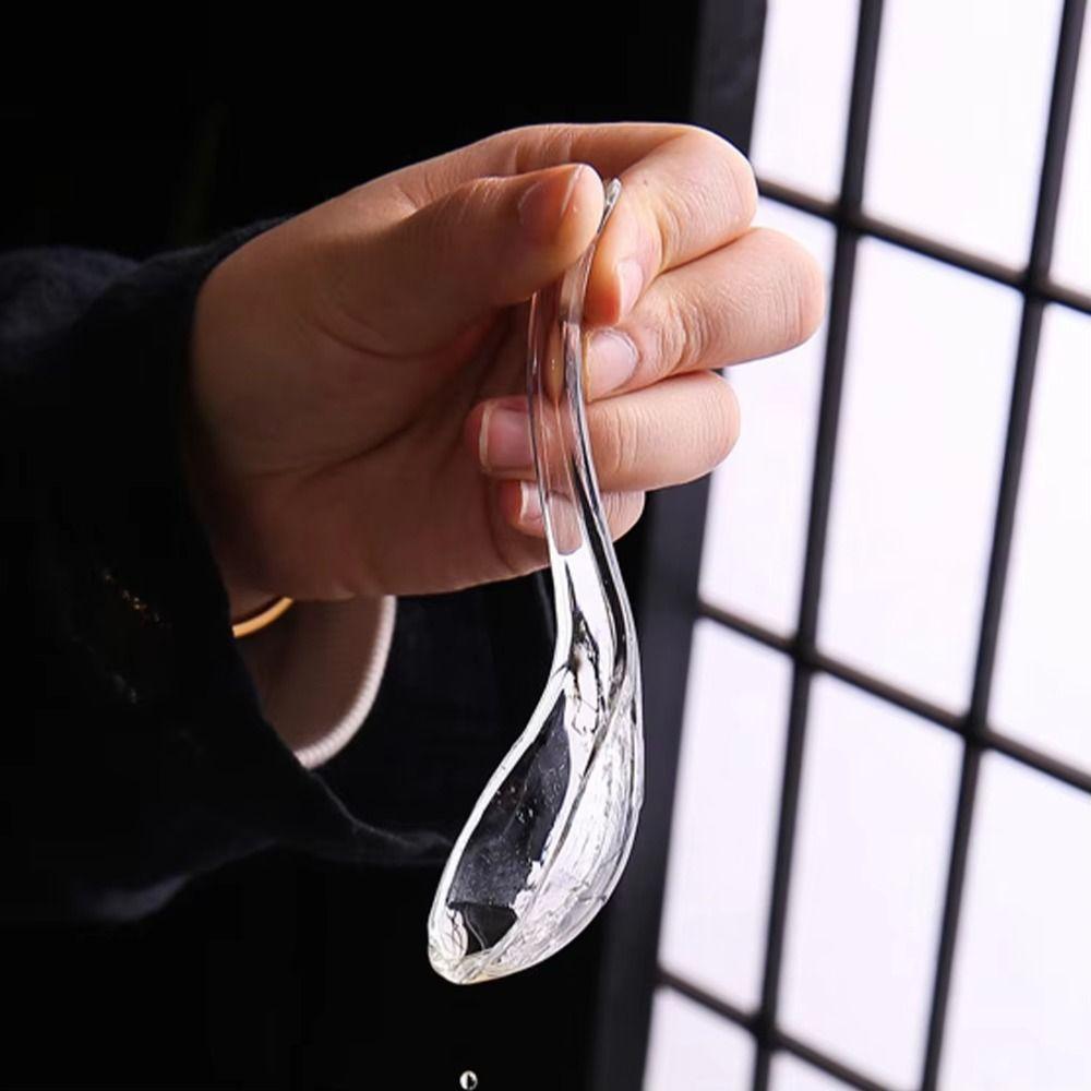 Transparent Condiment Spoons Exquisite Dessert Teaspoons Crystal Glass Spoon  Hotel