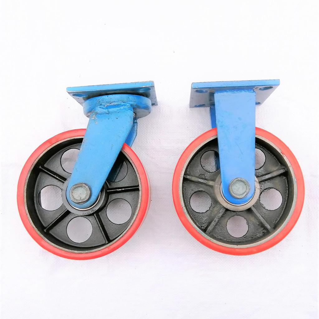 Heavy Duty Iron Core Polyurethane Swivel Caster with Thick Bracket