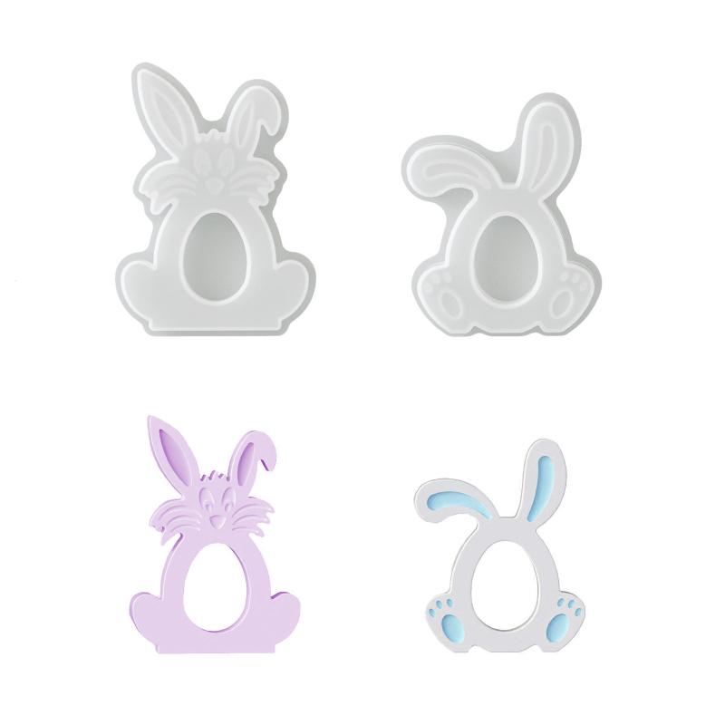 Cute 3D Rabbit Silicone Mold Bunny Aromatherapy Cup Gypsum Candle Mold Easter Diy Craft Moulds Reusable Handmade Tool Home Decor