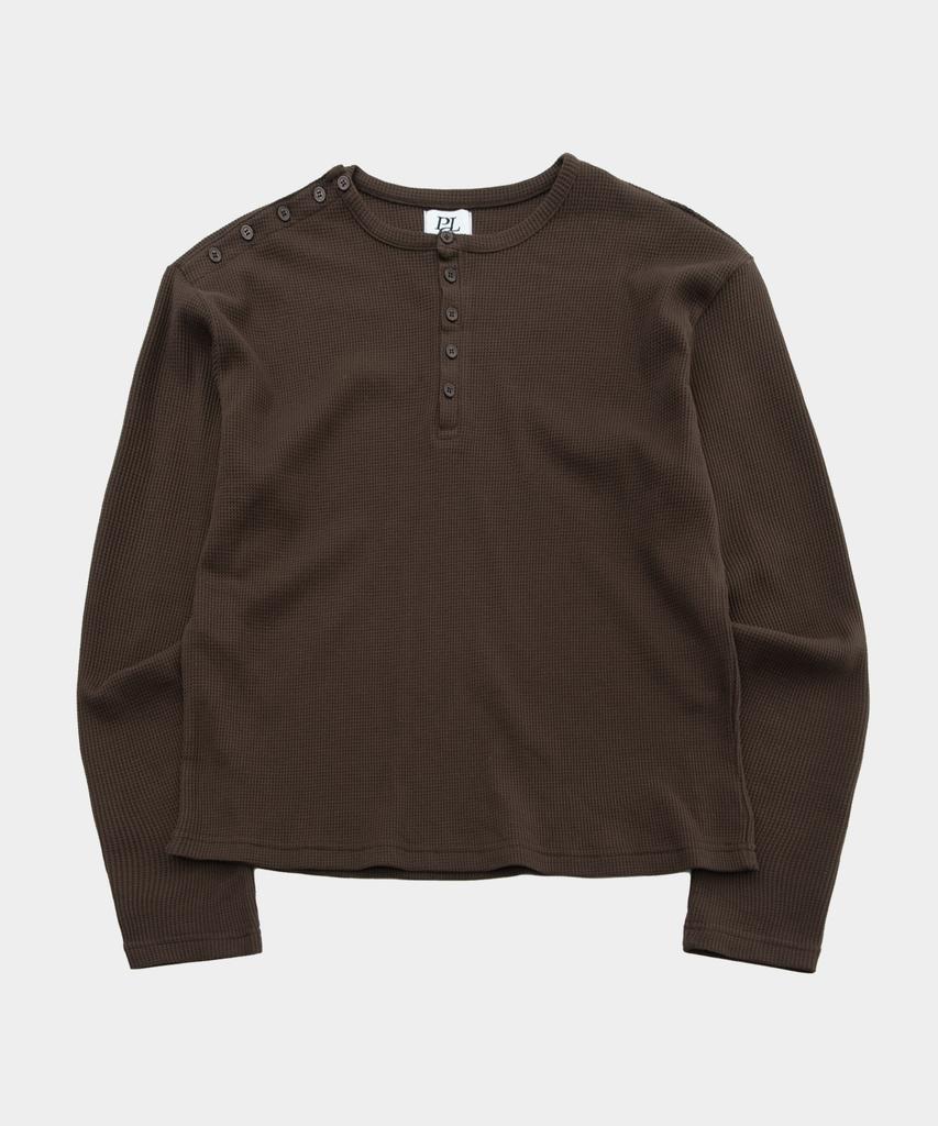 PLACESTUDIOMAN Snap Point Soft Round Neck Basic Long Sleeve T-Shirt _3 Colors