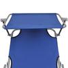 Folding Sun Lounger with Sun Canopy Steel and Fabric Blue