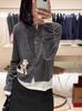 Elegant European 100% Wool Women's Cardigan - Round Neck, Cartoon Puppy Embroidery, Versatile, Slimming Design