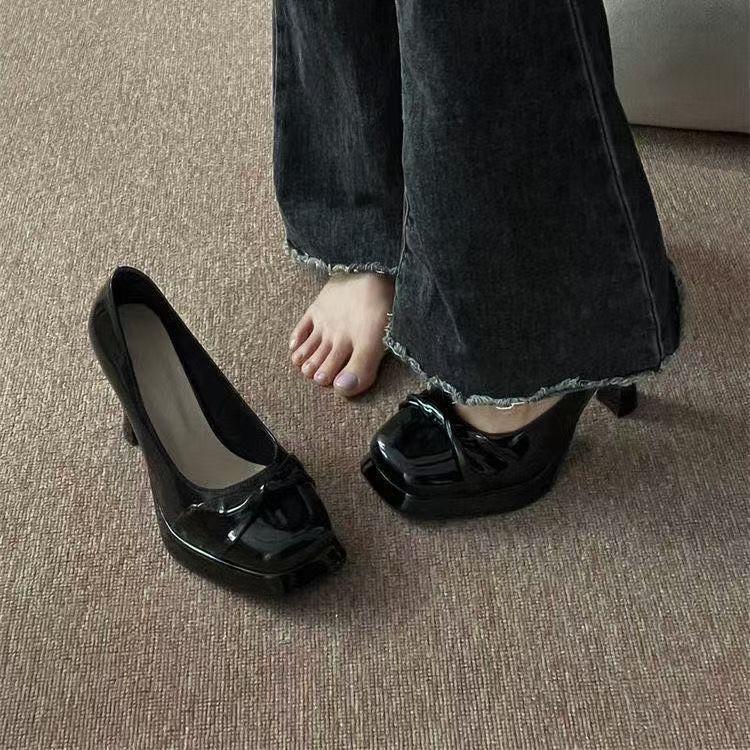 French waterproof table temperament single shoes women's spring and summer 2025 new fashion versatile shallow mouth Mary Jane high heels