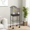 Bird Cage with Stand, Swivel Wheels, Shelf and Accessories, 46x36x120 Cm, Black