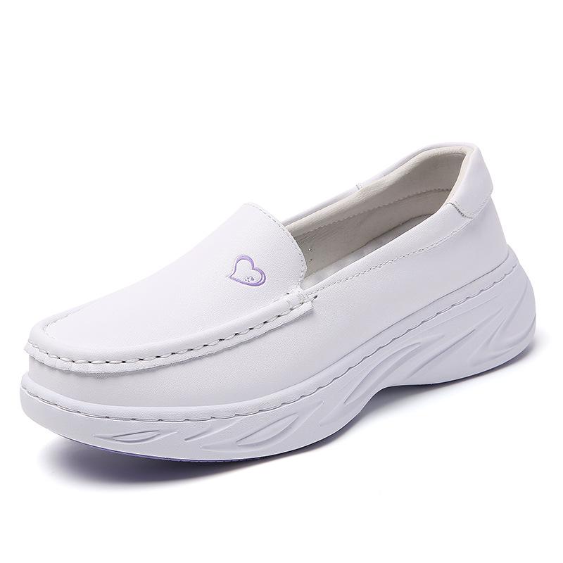 Genuine Leather Non-Slip Nurse Shoes with Soft, Breathable, Thick Sole