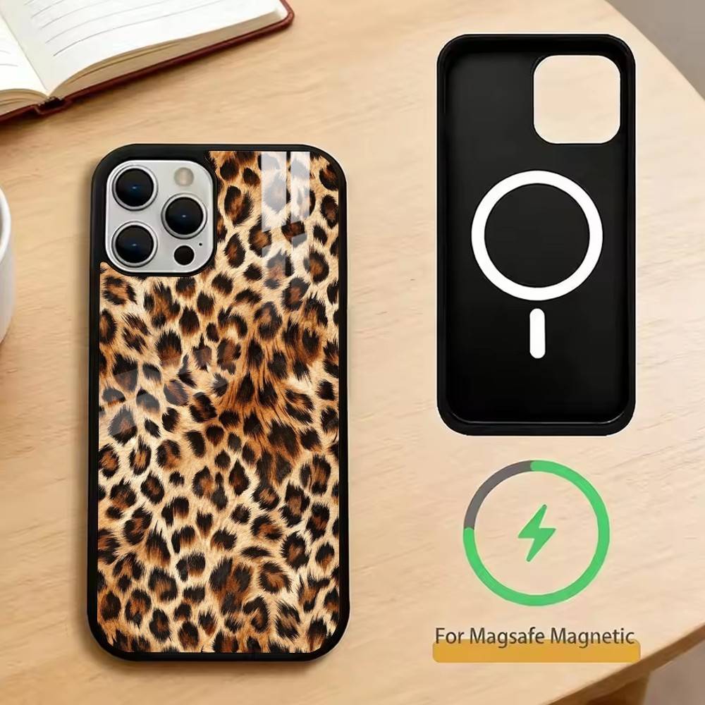 Leopard Print Tiger Skin   Phone Case For iPhone17,16,15,14,13,12,11 Plus,Pro Magnetic For Magsafe Wireless Charging