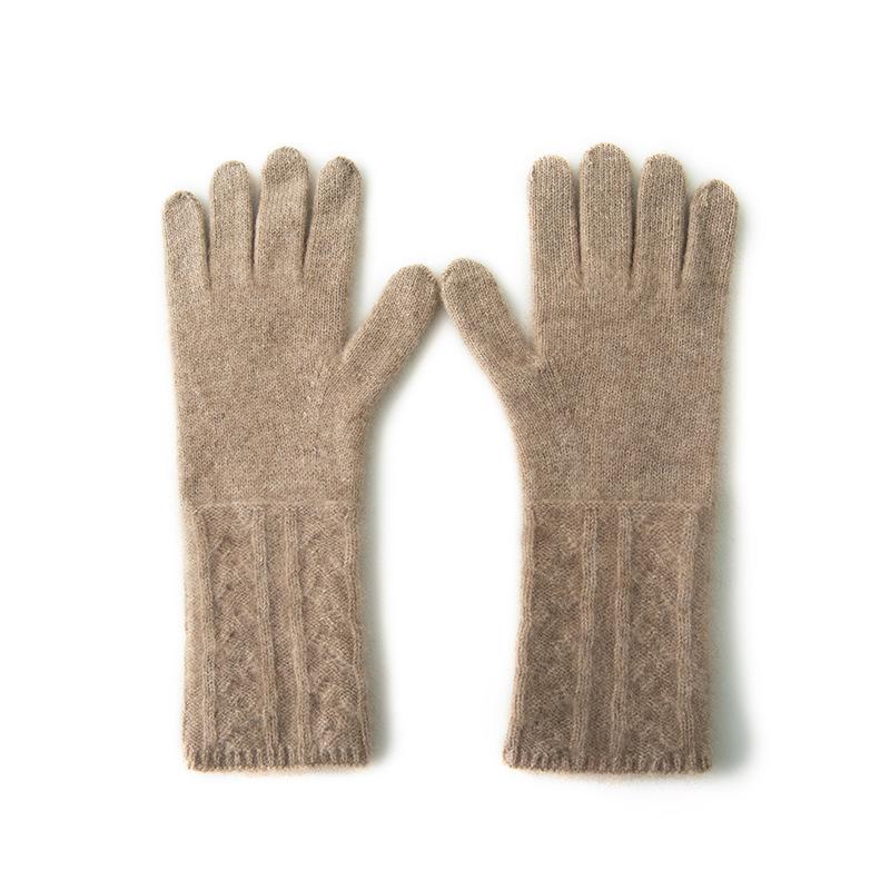 Cashmere Autumn and Winter New Unisex Retro Jacquard Warm Cycling Windproof Knitted Five Finger Gloves