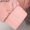 BITCED Women's Short-Length Puffer Coat Winter Fleece-Lined Thickened Cotton Jacket with Large Fur Collar Bread-Style Outerwear