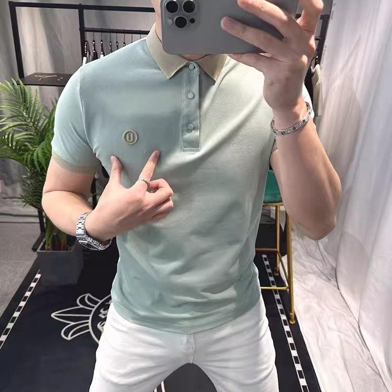 

Men Summer Fashion Contrast Color Embroidery Cotton Breathable Polo T Shirt Simple Casual Short Sleeve Slim Fit Tops Ropa Hombre XXXL чорний