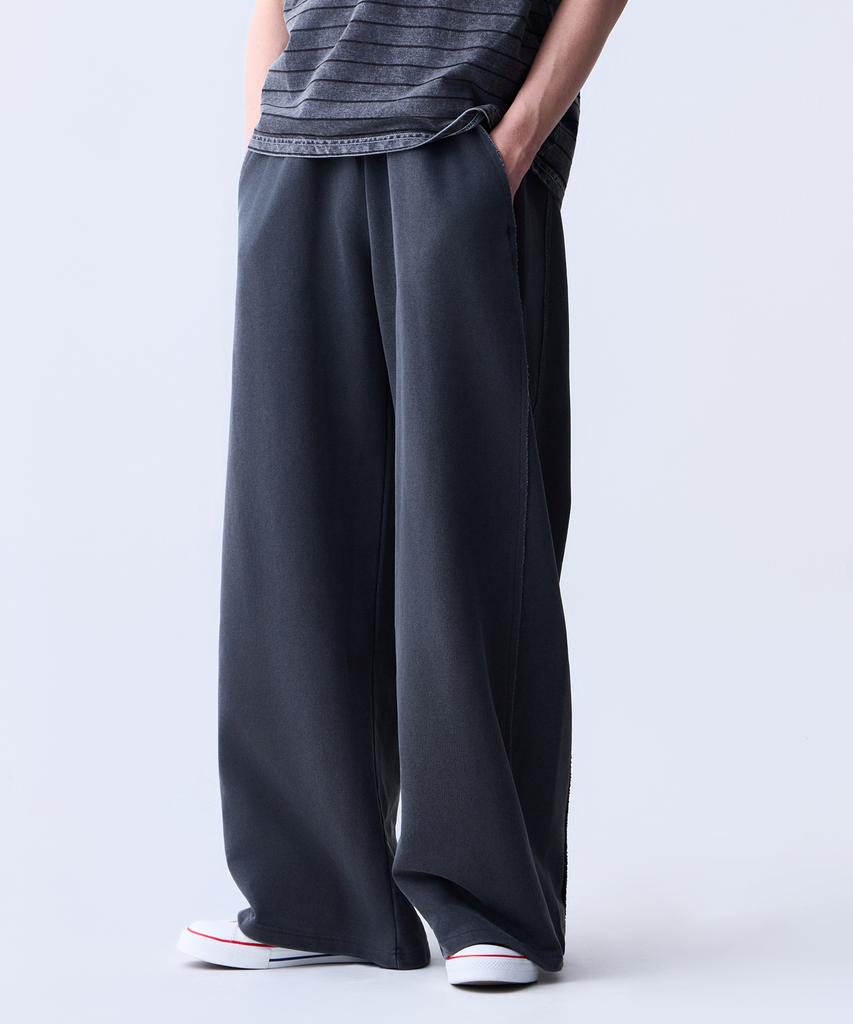 ADERNM Vintage Raw Edge Wide Pants Charcoal