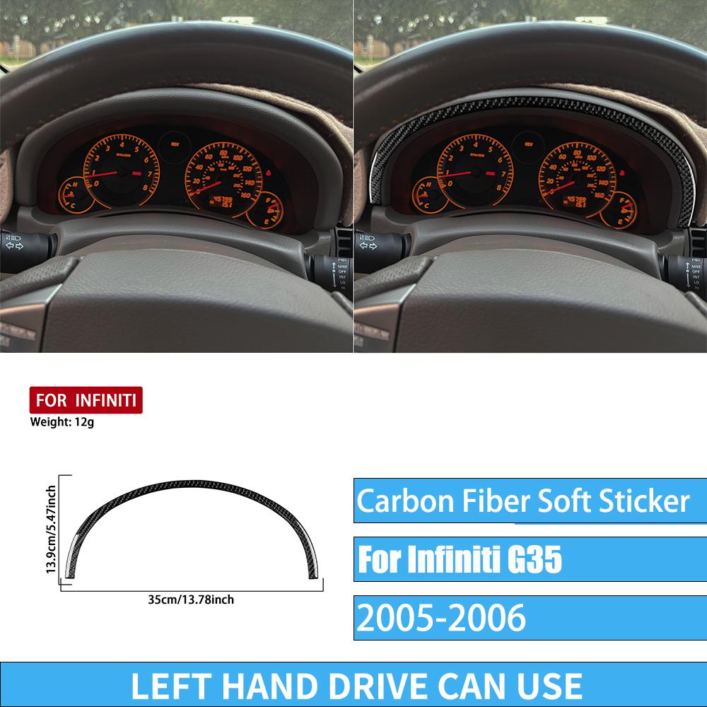 Real Carbon Fiber Car Accessories Dashboard Gear Shift Decorative Trim Cover Soft Sticker For Infiniti G35 V35 CV35 2005-2006