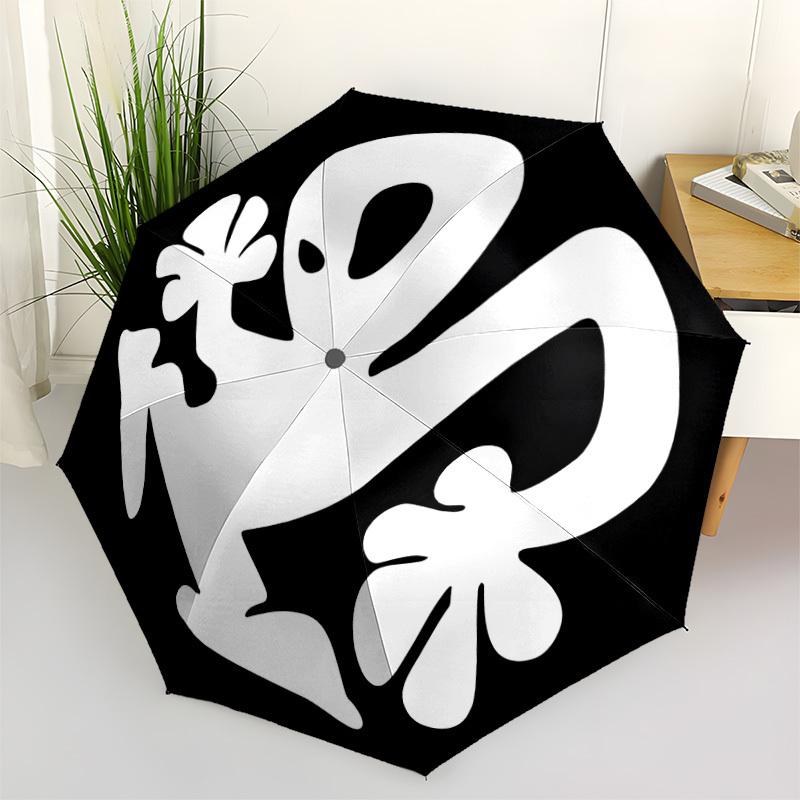 1pc Alien Automatic Folding Umbrella with 8-Rib Windproof Design, Portable Foldable Sunshade Umbrella For Halloween, Christmas Gifts060