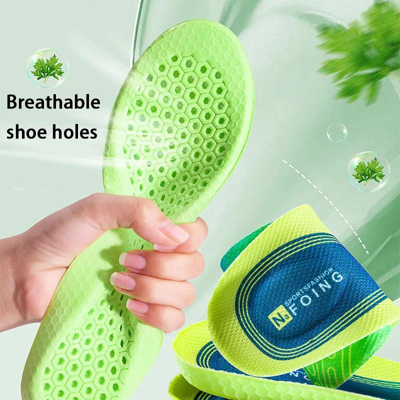 1 Pair New Breathable Anti-Odor Shoe Insoles Soft Shock Absorbing Sole for Sneakers Outdoor Sports Running Foot Comfort