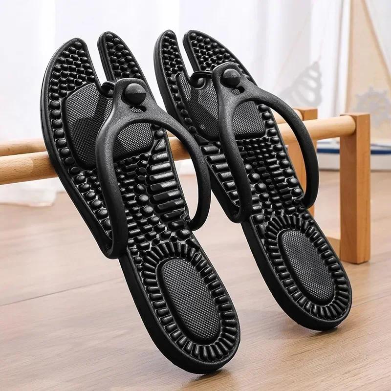 Fashion 2025 Hot Sell New Uxst Men's Platform Flip Flops Bathroom Home Women Hotel Slippers Outdoor Travel Folding Slippers Non-slip