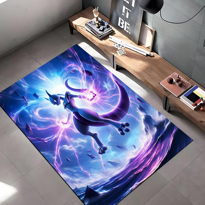 Cool Pokemon-Mewtwo Kreslený Anime Koberec do Obývacího Pokojového Herního Koberce Měkká Podlaha Kreslené Koberce Koupelnová Rohožka Jóga Podložka Domácí Dekor
