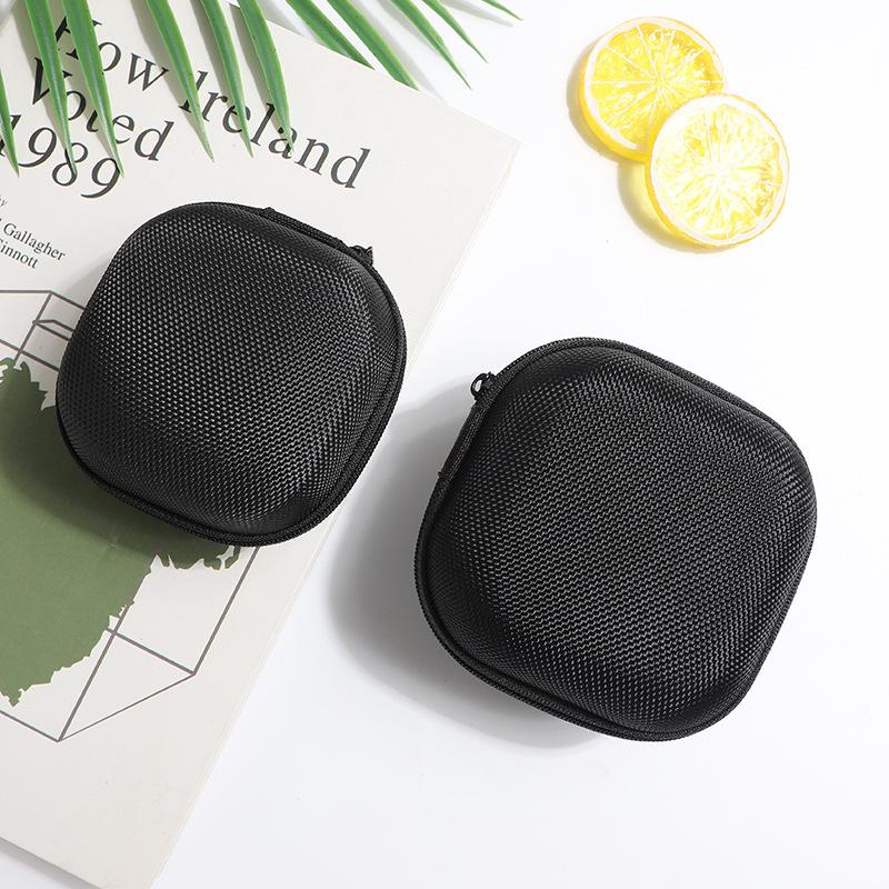 Quadratische Aufbewahrungstasche für Kopfhörer aus EVA mit Reißverschluss, Bluetooth-Kabelhalter, verstärkte Dicke