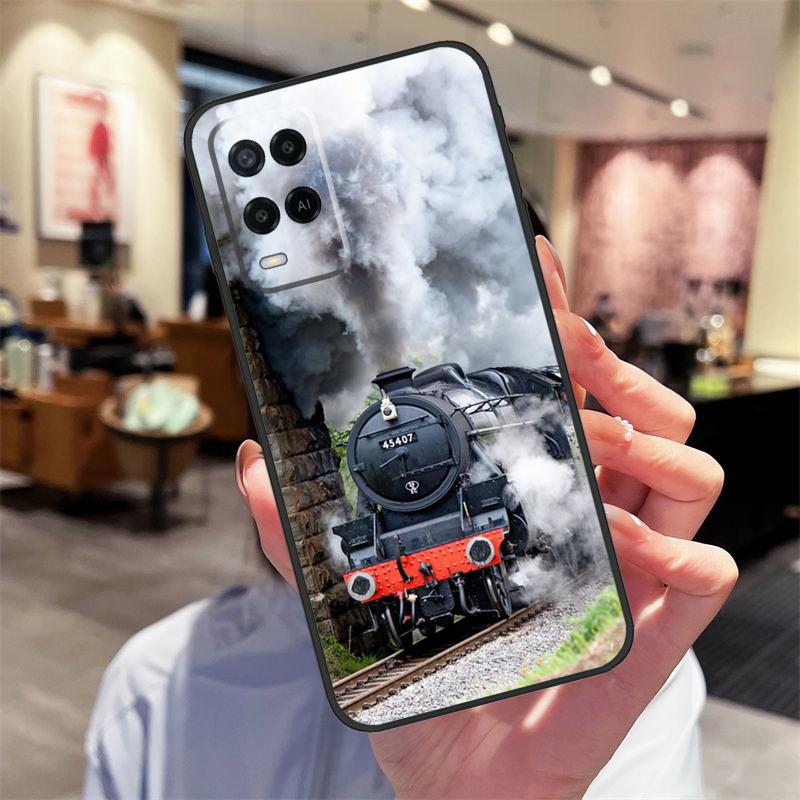 Vintage Steam Train Railway Case For Oppo A94 A74 A54 A18 A38 A58 A78 A98 A40 A60 A80 A16 A76 A96 A15 A17 A77 A57S Cover