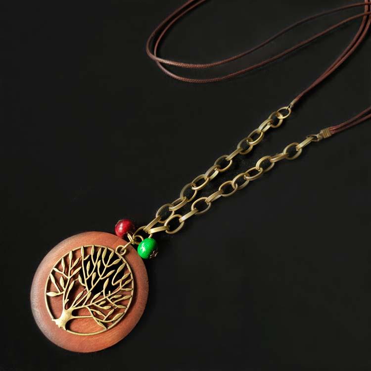 

Ethnic Style Wooden Alloy Four-Leaf Clover Necklace for Women