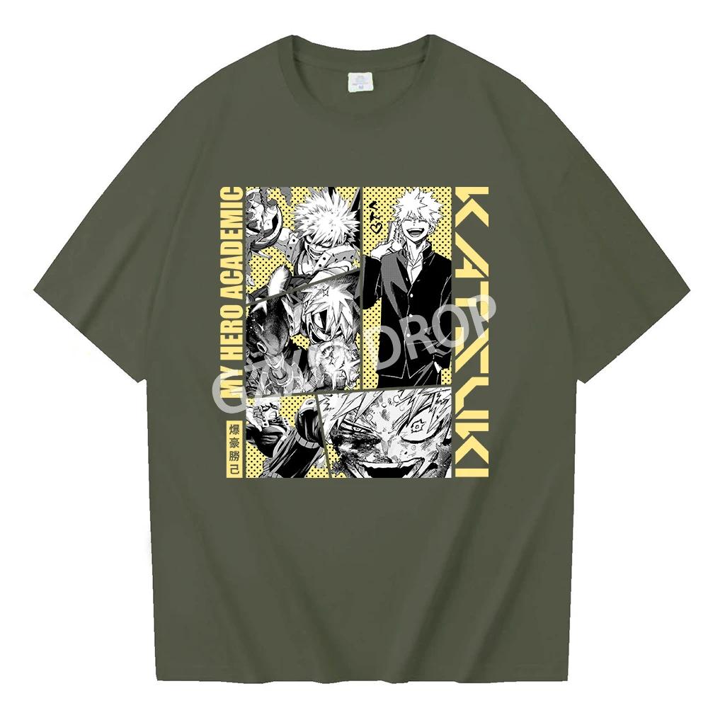 Katsuki Bakugo Anime My Hero Academic Comic T-shirt O-Neck Short Sleeve Shirts Fans Gift