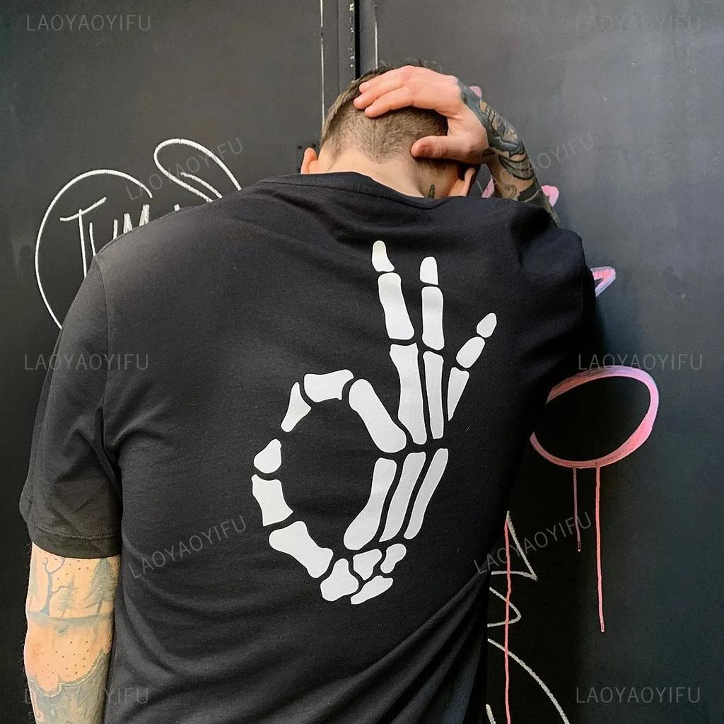 Men Clothing Skulls Graphic Tshirts Grunge Skull Theme Print Tops Male Fashion Loose Punk Tee XS-4XL T Shirt Ropa Hombre