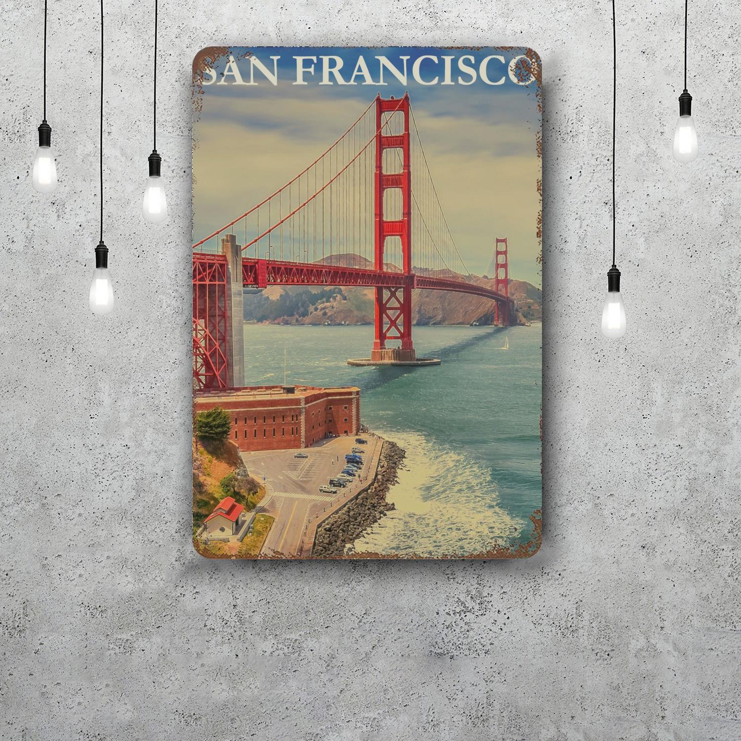 

san francisco Vintage Tin Sign Home Decor Wall Decor Art Wall Mural Room Decoration Decor Retro Metal Sign Plate Bar Posters 20x30cm（7.8x11.8inch）