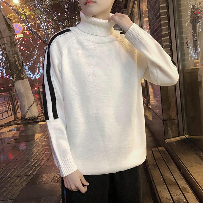 

Мужской вязаный свитер осень-зима повседневный тонкий трикотаж с высоким воротом мужские свободные свитера пуловеры M