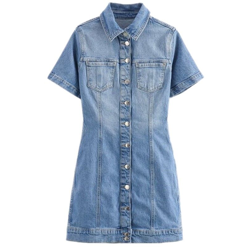 

Fashion Style 2024 Summer New Arrival Women s Clothing Denim Slim Looking Easiest for Match Mini Dress Short Skirt 6147 070 Blue L