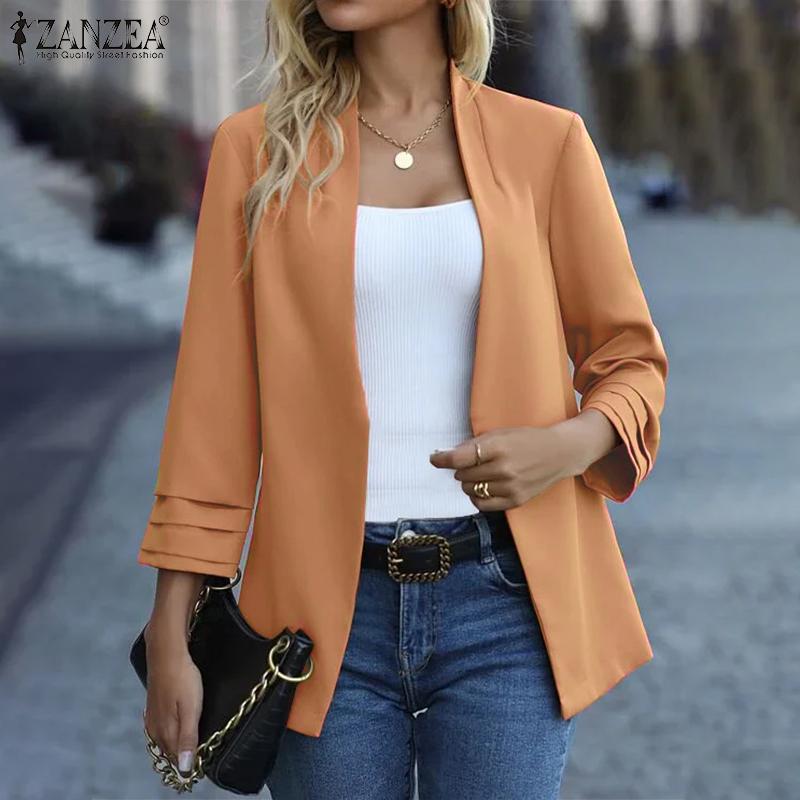 

ZANZEA Женский блейзер с воротником стойкой и рукавами 9/10