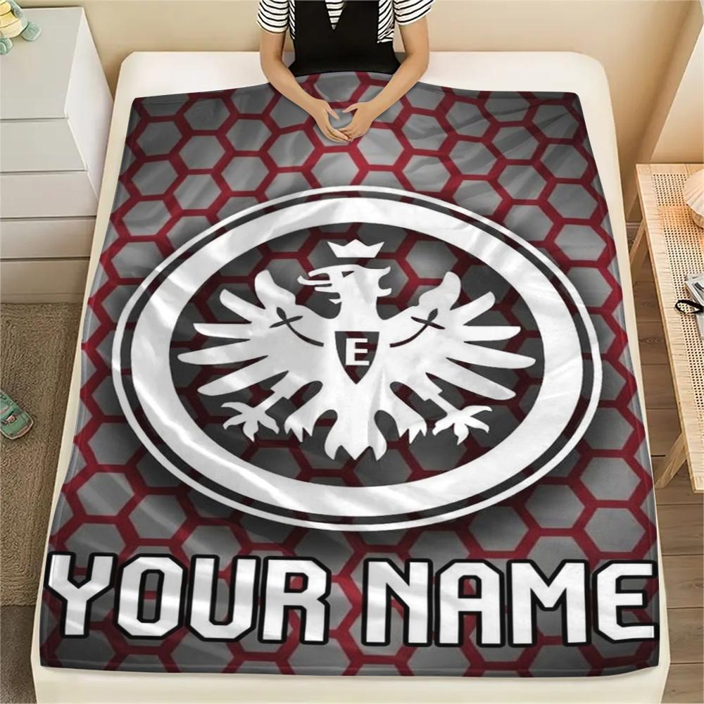 1PC Custom Name Eintracht Frankfurt Patterned Flannel Blanket Suitable For All Seasons for Home Decor Warmth and Comfort Gifts Holiday Present