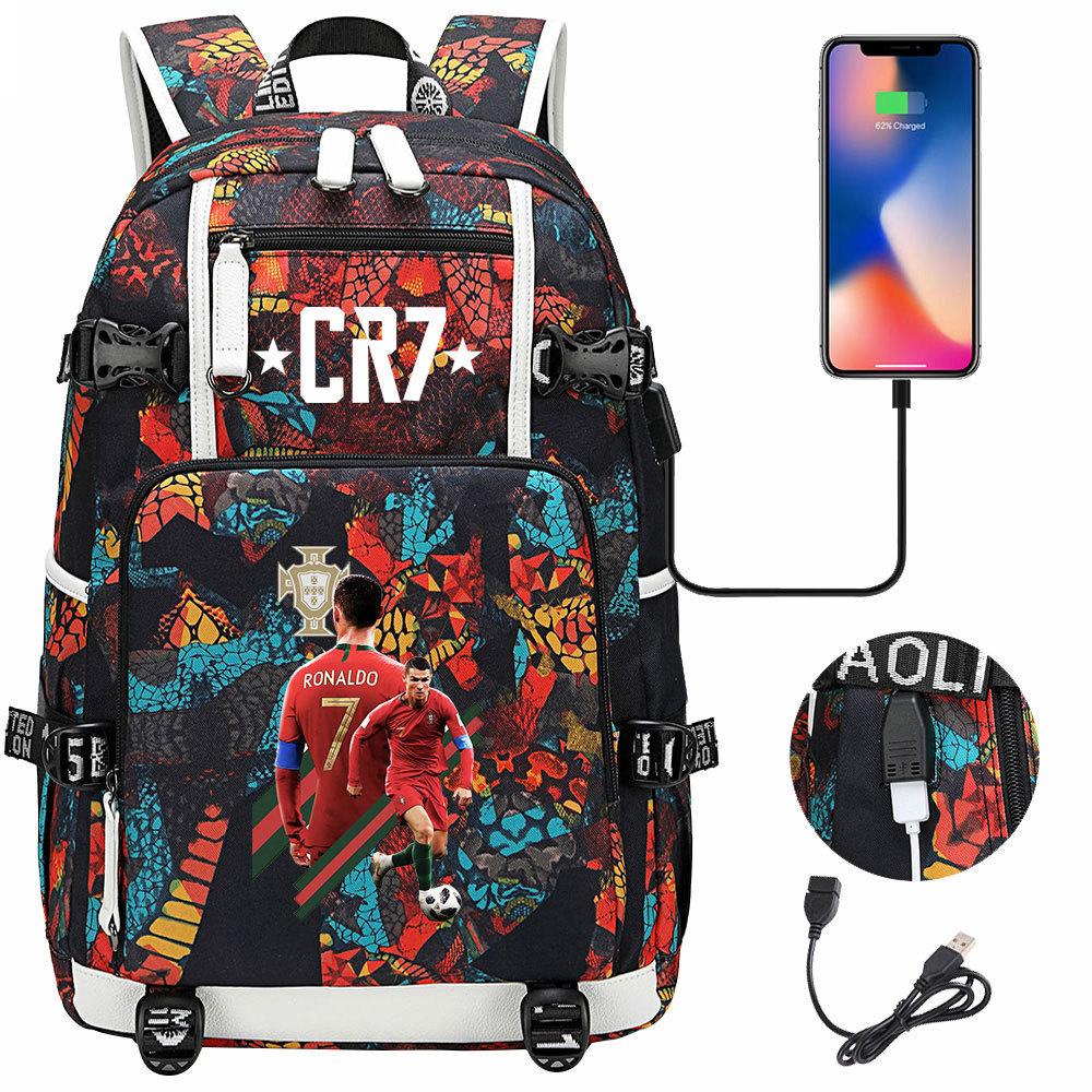 Football Star Print Youth School Bag Men S And Women S Backpack Leisure Travel Backpack 48CMX30CMX15CM