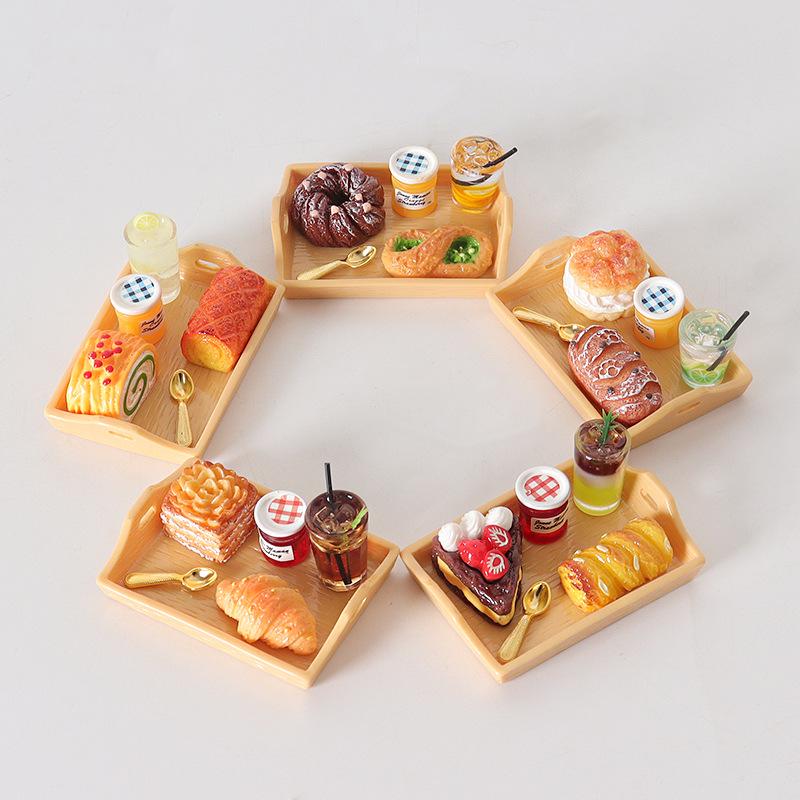 Miniature Dollhouse Bread & Juice Cake Set - DIY Decorations & Accessories